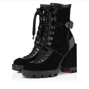 Worn once Christian Louboutin macadamia Velours boot